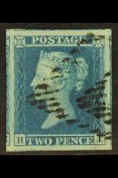 1841 2d Blue 'HI' Plate 3, SG 14, Superb Used With 4 Enormous Margins Showing Portions Of Adjoining Stamps. A... - Otros & Sin Clasificación