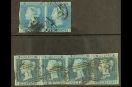 1841 2d Blue Plate 3 "QC" STATE 2 In 'QC - QF' Strip Of 4, Also A 'QC - QD' Original State Pair For Comparison (SG... - Andere & Zonder Classificatie