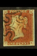 1841 1d Red-brown 'TK' From "black" Plate 2, SG 7, Fine Used With 4 Margins And Neat Black Maltese Cross Postmark.... - Andere & Zonder Classificatie