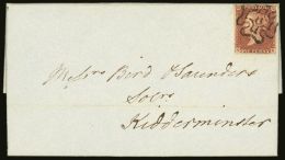 1841 1d Red Brown, SG 8,  On 1843 Cover To Kidderminster Tied By A Superb Strike Of "8" In Maltese Cross. Very... - Otros & Sin Clasificación