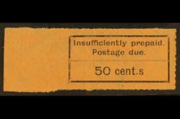 POSTAGE DUES 1926-39 50c Black On Orange "CENT.S" FOR "CENTS" Variety (position R. 4/1), SG D16a, Very Fine Unused... - Zanzibar (...-1963)