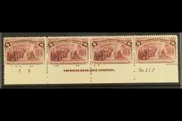 1893 8c Magenta Columbian Expo, SG 241 (Scott 236), Plate Number Strip Of Four With Full Imprint And Letter,... - Andere & Zonder Classificatie