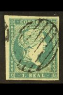 1856 1r Greenish Blue Wmk Lozenge (SG 52, Michel 37, Edifil 45), Fine Used, Four Good To Large Margins, Fresh. For... - Other & Unclassified