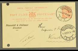 1921 (31 Aug) 1d Union Postal Card To Windhuk Cancelled By Very Fine "WINDHOEK" Cds, Putzel Type 19, With... - Afrique Du Sud-Ouest (1923-1990)
