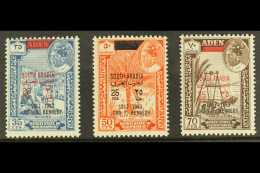 1960 Kennedy Commemoration Set With BLACK OVERPRINTS, As SG 68/70, Never Hinged Mint. Unusual! (3) For More... - Aden (1854-1963)