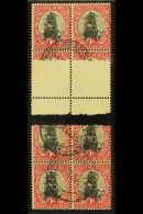 UNION VARIETY 1930-44 1d Black & Carmine, Type I, Watermark Upright, JOINED PAPER VARIETY In A Block Of 6,... - Unclassified