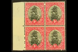 UNION VARIETY 1930-44 1d Black & Carmine, Type I, Watermark Inverted, JOINED PAPER VARIETY In Block Of 4 (join... - Unclassified