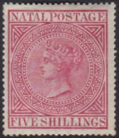 NATAL 1874 5s Carmine, SG 73, Very Fine Mint But Several Hinge Remnants. For More Images, Please Visit... - Unclassified