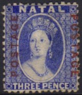 NATAL 1870 3d Bright Blue, Vertical Ovpt, SG 61, Good Mint. For More Images, Please Visit... - Non Classés