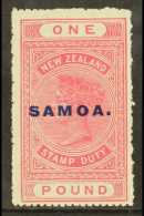 1918 £1 Rose-carmine, Perf 14½x14, SG 132, Fine Lightly Hinged Mint. For More Images, Please Visit... - Samoa