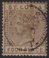 1883-86 4d Brown With Top Left Triangle Detached, SG 34a, Fine Cds Pmk, Small Tear At Base. For More Images,... - Ste Lucie (...-1978)