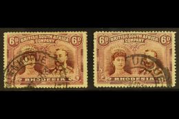 1910-13 6d Red-brown & Mauve, Two Examples With Clear Guide-lines In Margin, SG 144, Good Used, Couple Of... - Andere & Zonder Classificatie