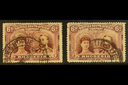 1910-13 6d Red-brown & Mauve, Two Examples With Clear Guide-lines In Margin, SG 144, Good Used, Couple Of... - Other & Unclassified