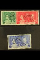 1937 Coronation Set Perforated "Specimen", SG 214s/6s, Very Fine Mint. (3 Stamps) For More Images, Please Visit... - Malta (...-1964)