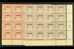 POSTAGE DUES 1966 1c & 5c Overprinted Dues In Cylinder Blocks Of 16 With "LSEOTHO" Error On R4/7, SG D11a/12a,... - Lesotho (1966-...)
