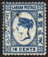 1880-82 16c Blue Wmk Reversed, SG 10x, Fine Used. For More Images, Please Visit... - North Borneo (...-1963)