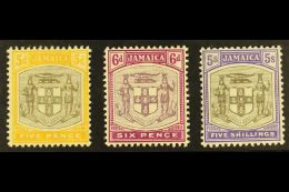 1905-11 5d, 6d And 5s "Arms", SG 43/45, Very Fine Mint. (3 Stamps)  For More Images, Please Visit... - Giamaica (...-1961)