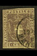 TUSCANY 1860 1c Dull Purple Provisional Govt, Violet Brown, Sassone 17, Very Fine Used With 4 Margins Just... - Unclassified