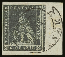 TUSCANY 1851 6 Cr Deep Grey On Greyish Paper, Sass 7f, Superb Used On Piece With Clear To Large Margins And Neat... - Zonder Classificatie