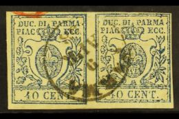 PARMA 1857 40c Blue, Type I, Sass 11, Very Fine Used Horizontal Pair, With Clear To Large Margins All Round And... - Unclassified