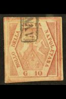 NAPLES 1859 10Gr Rose Carmine Plate II,, Sass 11, Superb Used With Huge Margins All Round. A Beauty! Cat €600... - Unclassified