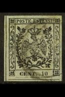 MODENA 1857 'Newspaper Tax' 10c Black On Grey Lilac, Sass 4, Fine Used, Light Circular Cancel, Four Margins. Cat... - Non Classificati