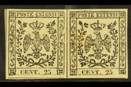 MODENA 1852 25c On Buff Without Stop, Sass 4, A Very Fine Mint Horizontal Pair, Cat €500 (£380) For... - Unclassified