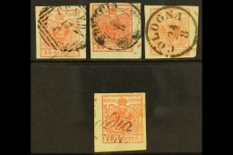 LOMBARDY VENETIA 15c Red Arms Showing Partial "St ANDREW'S CROSS", 3 Superb Copies On Hand Made Paper (on Rhd... - Unclassified