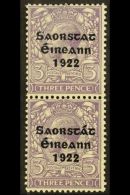 1922-23 3d Bluish Violet, Vertical Pair, One With NO ACCENT Variety, SG 57a, Very Fine Mint. For More Images,... - Autres & Non Classés