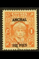 COCHIN 6p On 1a Brown Orange, Rama Varma III, Litho, Perf 11, SG 81, Very Fine Used. Scarce Stamp. For More... - Other & Unclassified