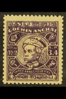COCHIN 1950 3a4p Violet, Die II, Kerala Varma III, SG 116b, Very Fine And Fresh Mint. Lovely Stamp. For More... - Other & Unclassified