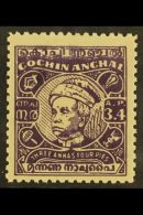 COCHIN 1950 3a4p Violet, Die II, Kerala Varma III, SG 116b, Very Fine And Fresh Mint. Lovely Stamp. For More... - Altri & Non Classificati