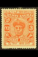 COCHIN 1946 3a Vermilion, Ravi Varma, SG 108, Very Fine And Fresh Mint. For More Images, Please Visit... - Andere & Zonder Classificatie