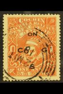 COCHIN - OFFICIALS 1944 1a Brown Orange, Kerala Varma II, SG O70 Very Fine Well Centred Used. For More Images,... - Altri & Non Classificati