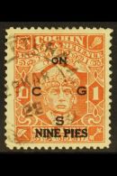 COCHIN - OFFICIALS 1943 9p On 1a Brown Orange, Rama Varma III, SG O65, Very Fine Used. For More Images, Please... - Other & Unclassified