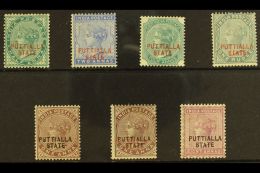 PATIALA 1885 "Puttialla" Opt'd Sets In Red & Black, SG 7/12 Plus 1a Opt'd In Both Colours (SG 11a). Mint (7... - Other & Unclassified
