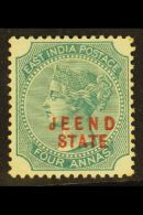 JIND 1885 4a Green "JEEND" Overprint, SG 10, Fine Mint For More Images, Please Visit... - Other & Unclassified