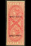 TELEGRAPH STAMPS 1882 50r Carmine, SG T41, Very Fine Mint, Lightly Hinged, With "SPECIMEN" Overprint. For More... - Andere & Zonder Classificatie