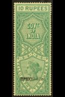 TELEGRAPH 1890 Whole 10r Blue Green, "SPECIMEN" Opt'd, SG T49s, Mint For More Images, Please Visit... - Otros & Sin Clasificación