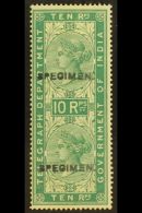 TELEGRAPH 1882 Whole 10r Blue Green, "SPECIMEN" Opt'd, SG T39s, Mint For More Images, Please Visit... - Andere & Zonder Classificatie