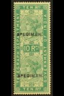 TELEGRAPH 1882 Whole 10r Blue Green, "SPECIMEN" Opt'd, SG T39s, Mint For More Images, Please Visit... - Autres & Non Classés