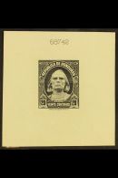 1931 20c Black Christopher Columbus (as SG , Scott 304) - A DIE PROOF On Card, With American Bank Note Company... - Honduras