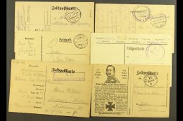 1914-1918 FELDPOST CARDS. A Group Of Stampless Cards Bearing Various "Feldpost" Cds Cancels, Many With Additional... - Autres & Non Classés