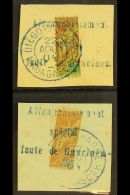 MADAGASCAR 1904 20c & 30c Tablets Bisected And With Large Blue "Affrenchissement / Special / Faute De... - Other & Unclassified