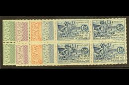 GUADELOUPE 1931 Paris Exposition Set Complete, Yv 123/126, In Very Fine Mint Marginal Blocks Of 4 (3 Nh, 1 Og) (12... - Other & Unclassified