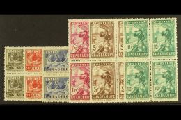 GUADELOUPE 1935 300th Anniversary Set Complete, Yv 127/132 In Superb Mint Blocks Of 4 (3 Nh, 1 Og) (24 Stamps) For... - Other & Unclassified
