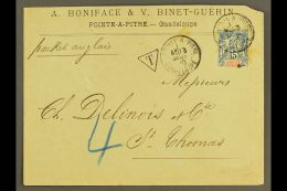 GUADELOUPE 1896 15c Sage On Cover To St Thomas, DWI, Tied By Point A Pitre Cds With "T" In Triangle Postage Due... - Other & Unclassified