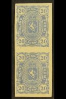 1875-81 20p Pale Ultramarine, Arms,  (as Mi 16, SG 75) An IMPERF Vertical Pair, Very Fine Mint With Original Gum... - Other & Unclassified