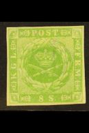 1854-57 8s Yellow-green Dotted Spandrels (SG 12, Michel 5, Facit 5a), Fine Mint, Four Good Margins, Light Gum... - Andere & Zonder Classificatie