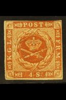 1854-57 4s Orange-brown Type III Dotted Spandrels (SG 11, Michel 4, Facit 4f), Mint With Traces Of Gum, 3+ Margins... - Other & Unclassified